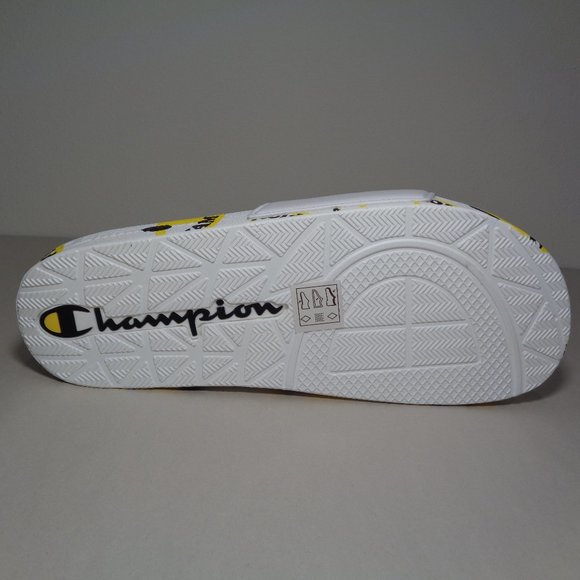 Champion Size 11 M IPO SMILE White Yellow Slide Sandals New Men\'s Shoes